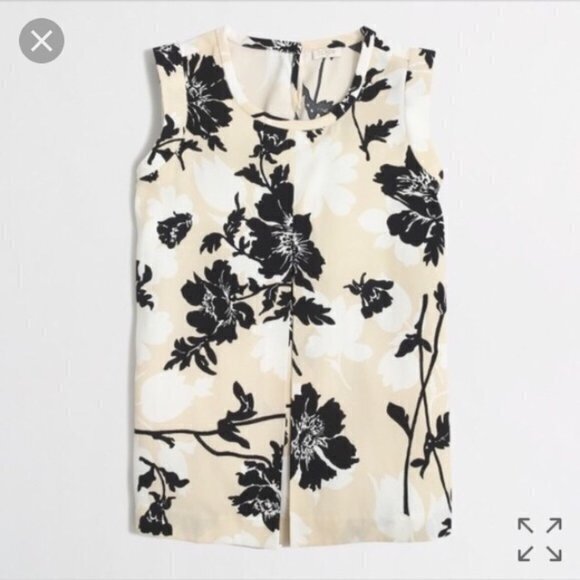 J. Crew Factory‎ Floral Printed Pleated Crepe Top - Picture 1 of 9